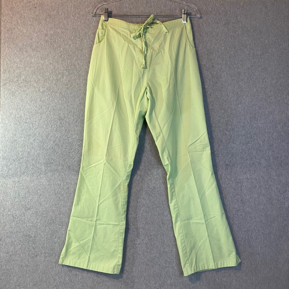 Dickies Scrub Pants Women Small‎ Lime Green Drawstring Cargo Medical Uniform EUC